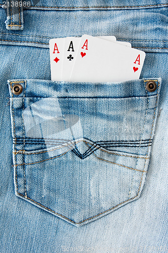 Image of three aces in the   pocket