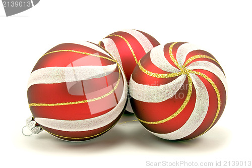 Image of three ornate christmas baubles