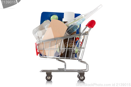 Image of Shopping cart with  medical supplies