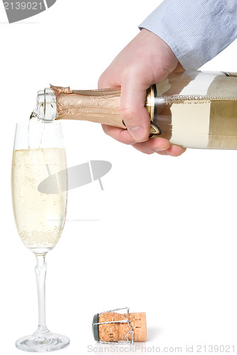 Image of hand pouring champagne in a glass