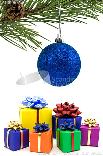 Image of christmas bauble and gifts