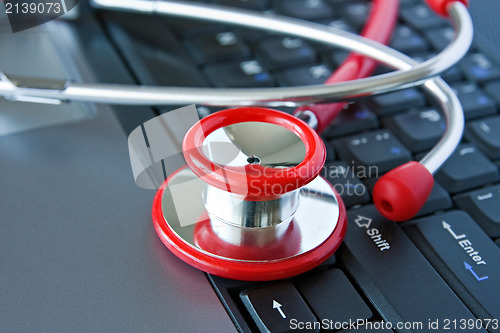 Image of Stethoscope and computer