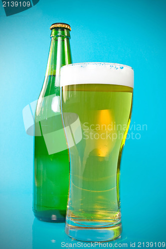 Image of beer over a blue background