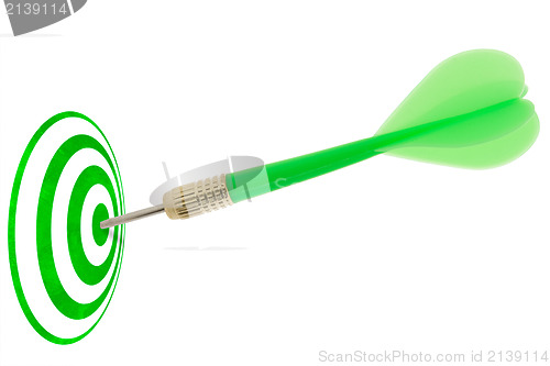 Image of green dart hitting target center