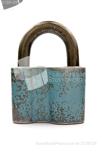Image of old blue padlock