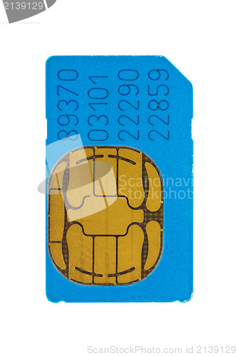 Image of blue gsm phone sim card 