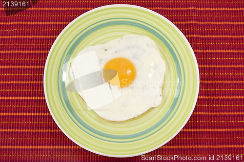 Image of green plate with cooked egg