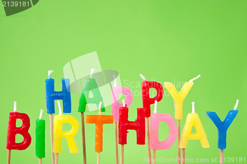 Image of Happy Birthday candle text 