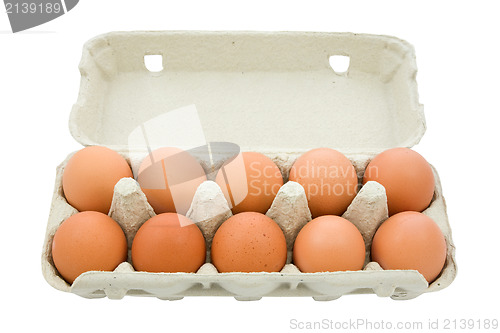 Image of Brown eggs in the box
