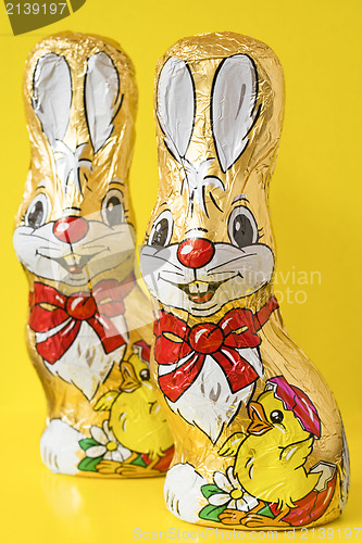 Image of Colorful chocolate easter bunnies