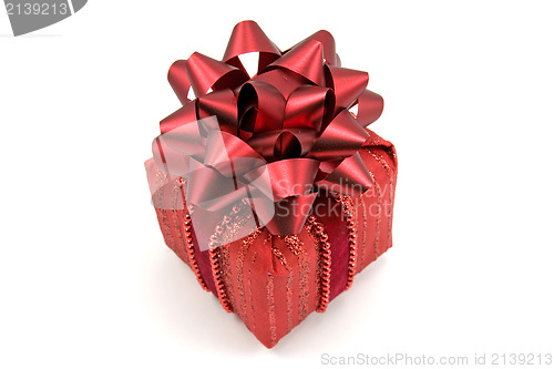 Image of red gift box with big bow