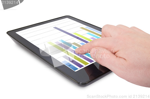Image of businessman pointing the graph on pad