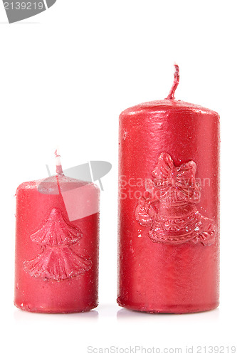 Image of two red christmas candles 