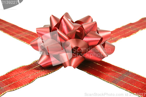 Image of ribbon with bow over a white background