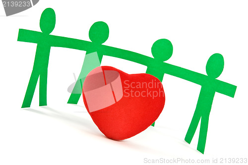 Image of red heart and  paper people