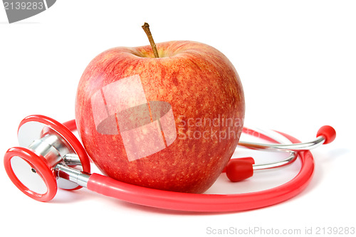 Image of red apple and stethoscope