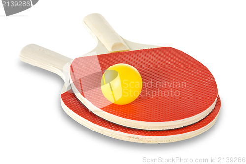 Image of tennis rackets and ball 