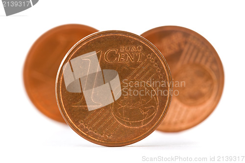 Image of three coins of one euro cent 