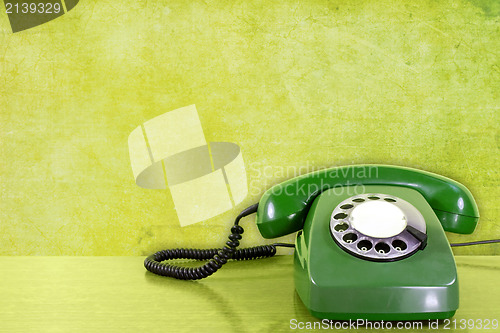 Image of phone against green wall background