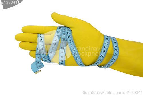 Image of hand wrapped with measuring tape