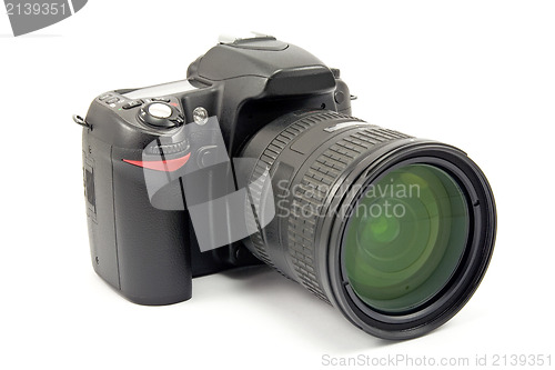 Image of photo camera with zoom lens 