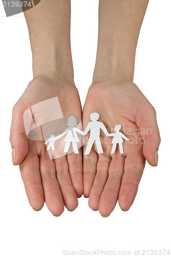 Image of hands with paper chain of family