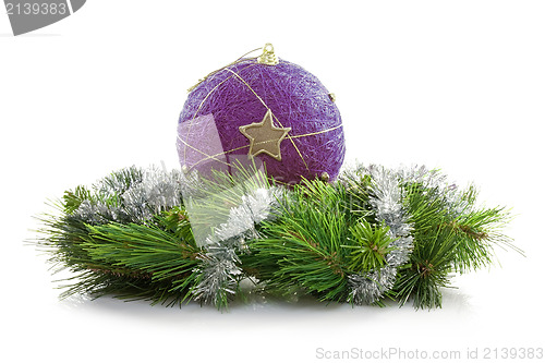 Image of bauble and artificial wreath