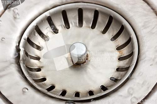 Image of metal sink with flowing water