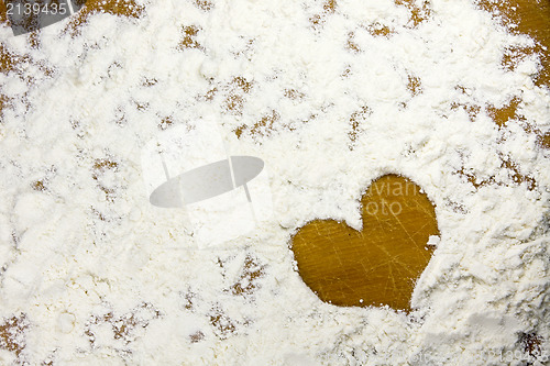 Image of heart shape in a flour 