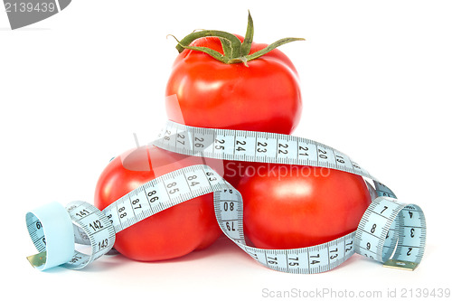 Image of tomatoes wrapped with measuring tape