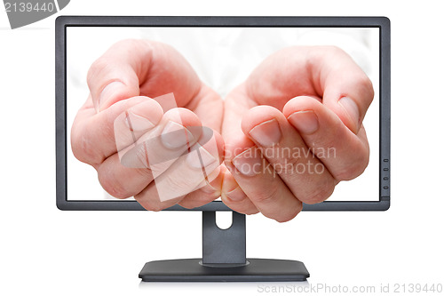 Image of Computer monitor with open palms