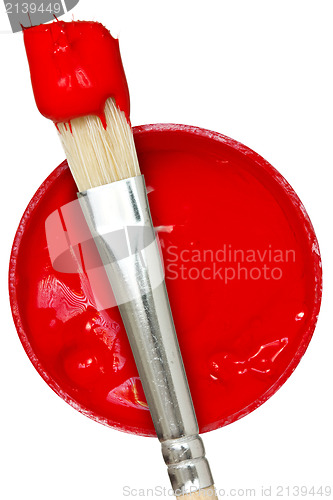 Image of Red paint with paintbrush