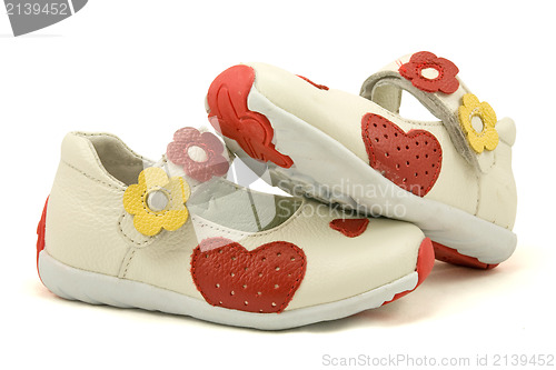 Image of baby shoes over a white background