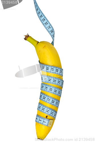 Image of Banana hung on measure tape