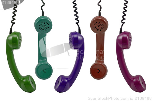 Image of colorful telephone receivers