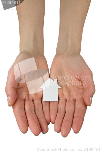 Image of hands holding a paper house icon