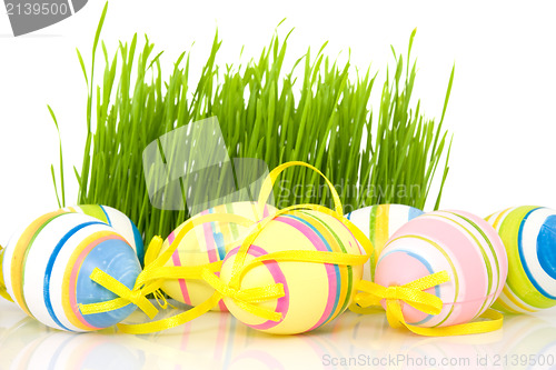 Image of easter eggs with grass