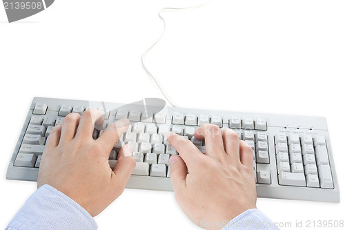 Image of hands typing on a  computer keyboard 