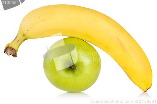 Image of green apple and yellow banana 