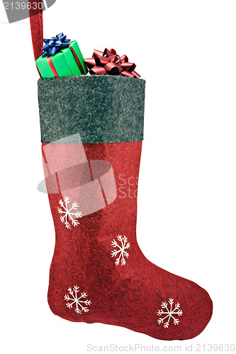 Image of christmas sock full of gifts