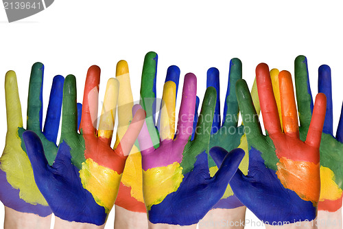 Image of group of painted hands