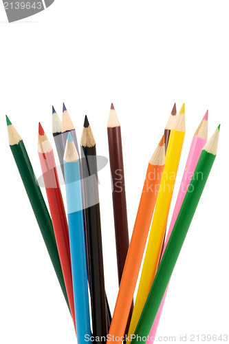 Image of set of colored pencils isolated on white