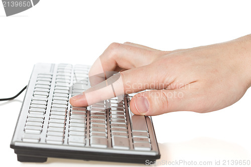 Image of Hand typing on  computer keyboard