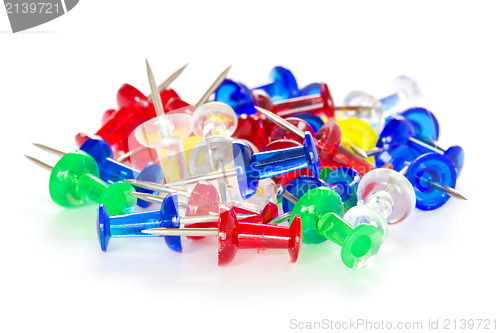 Image of Pile of colorful pushpins