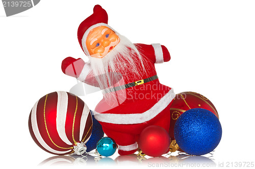 Image of Santa claus with christmas baubles 