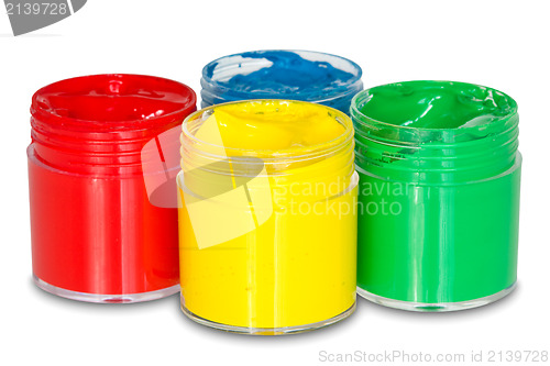 Image of four color paint cans