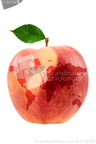 Image of apple with world map 