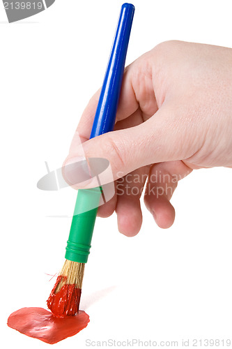 Image of hand with paintbrush paint red heart