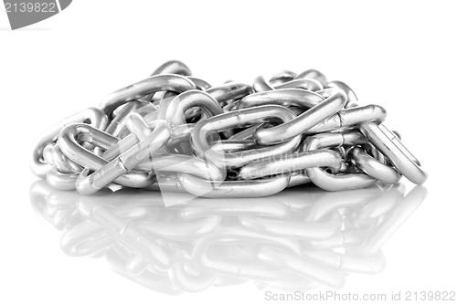 Image of metal chain on white background