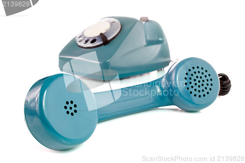 Image of old blue telephone